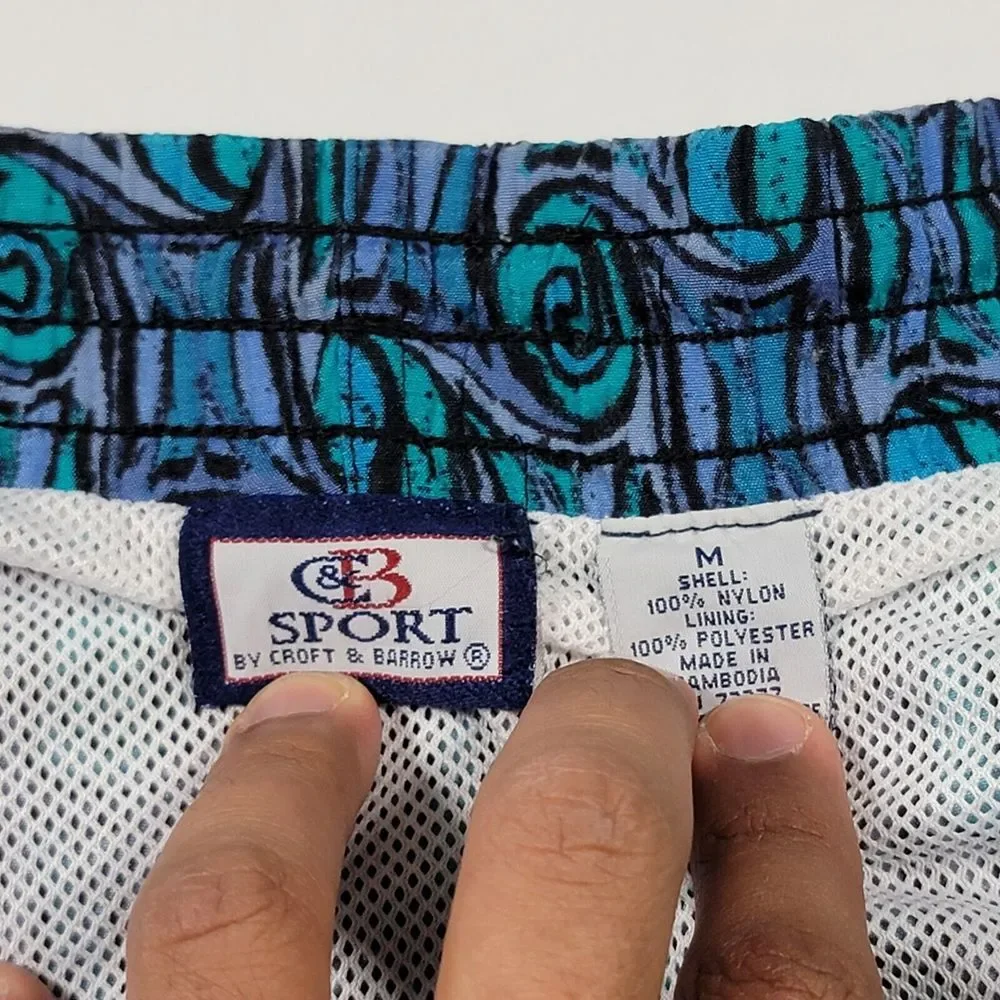 VTG Croft & Barrow Swimming Trunks Nylon Retro‎ Multi Color Size Medium
